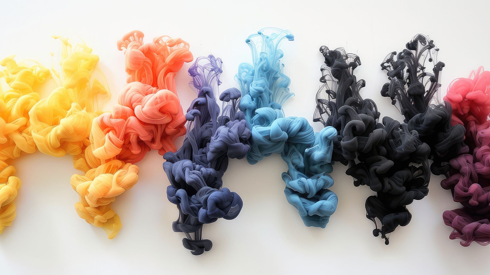 Vibrant Colored Smoke Plumes in Gradient Formation